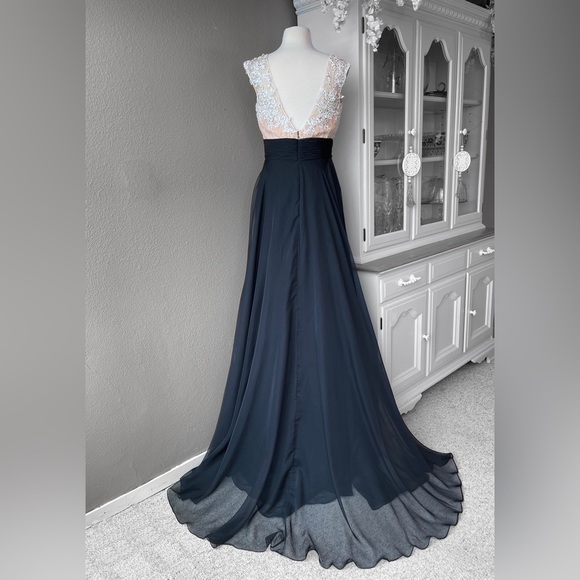 MAC DUGGAL Chiffon Embellished Formal Dress Sz 6 Evening Gown Prom Homecoming - Picture 4 of 16